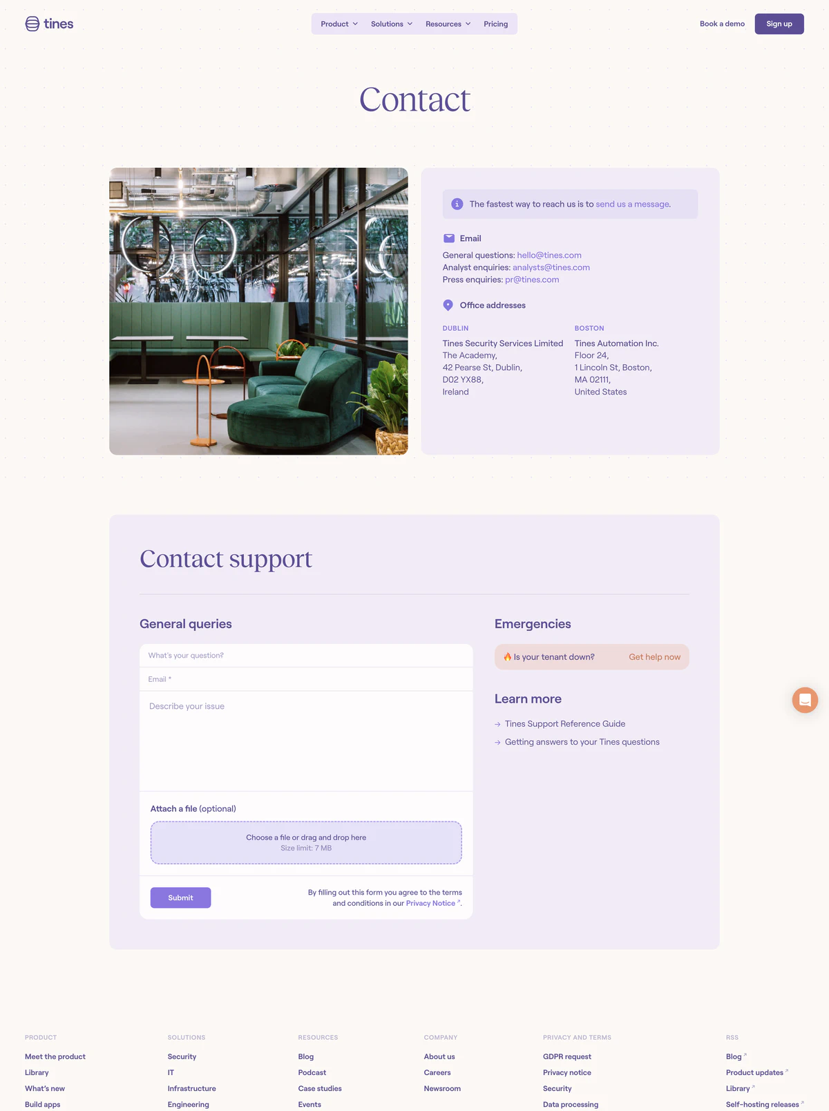 Contact Page Example Tines