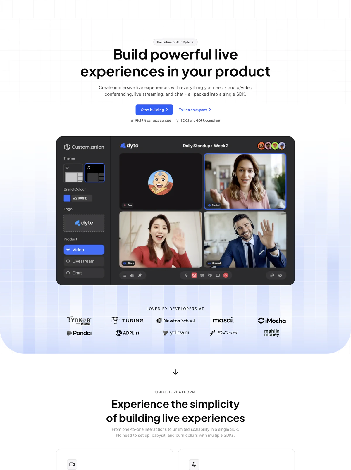 Landing Page Example Dyte