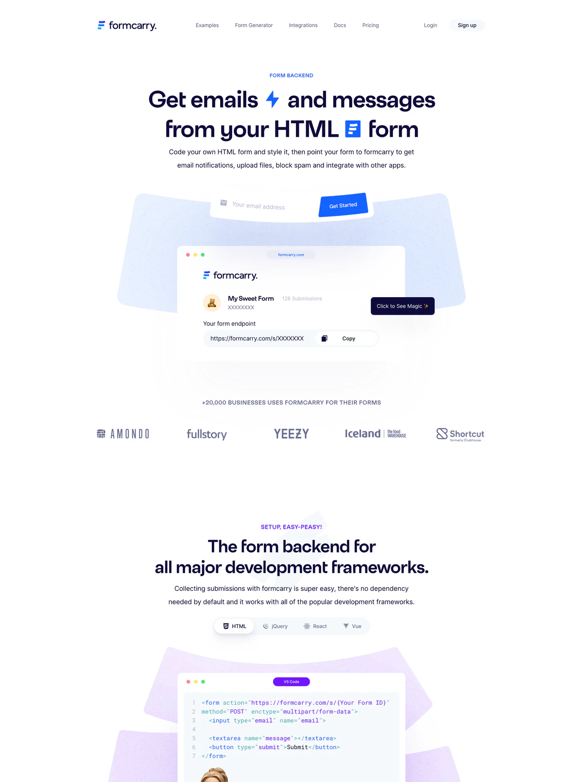 Landing Page Example Formcarry