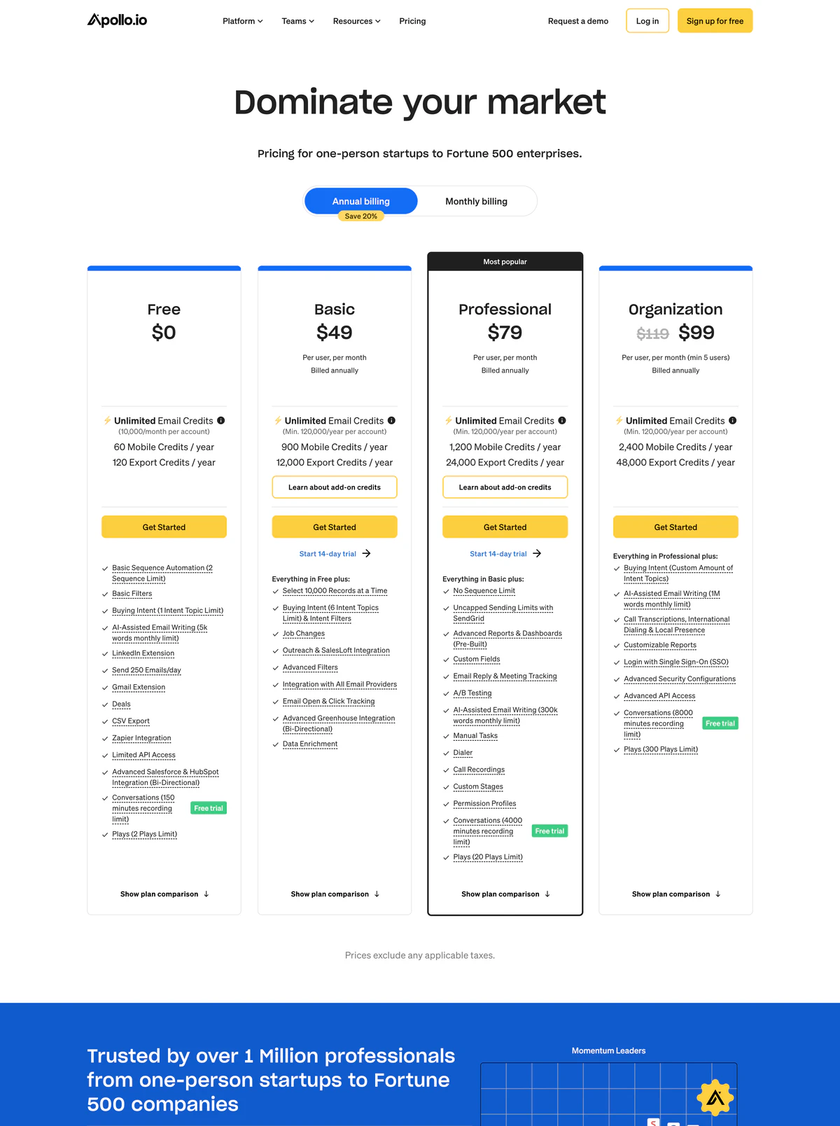 Pricing Page Example Apollo