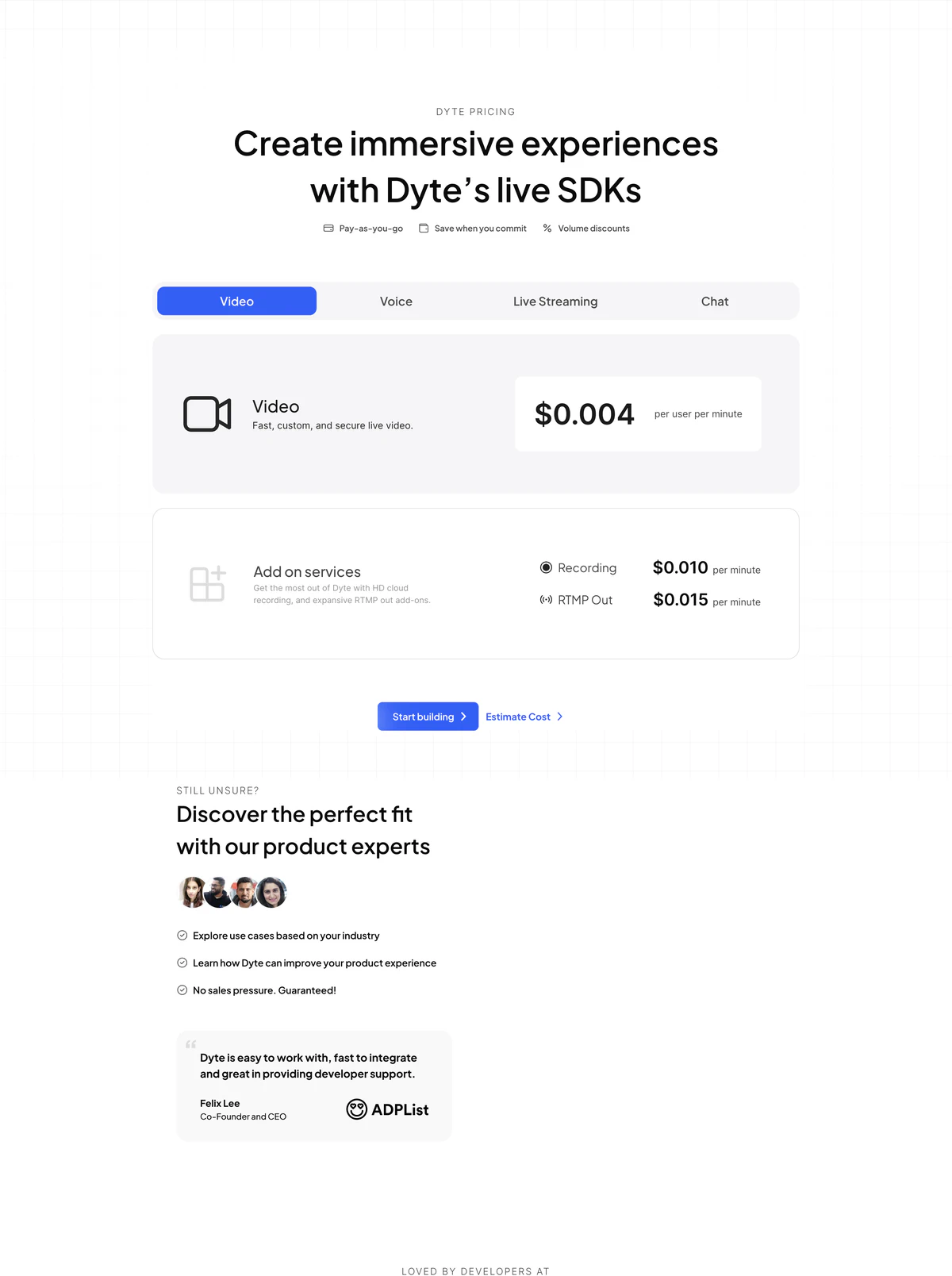 Pricing Page Example Dyte