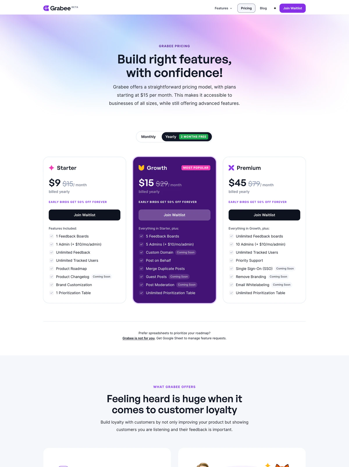 Pricing Page Example Grabee
