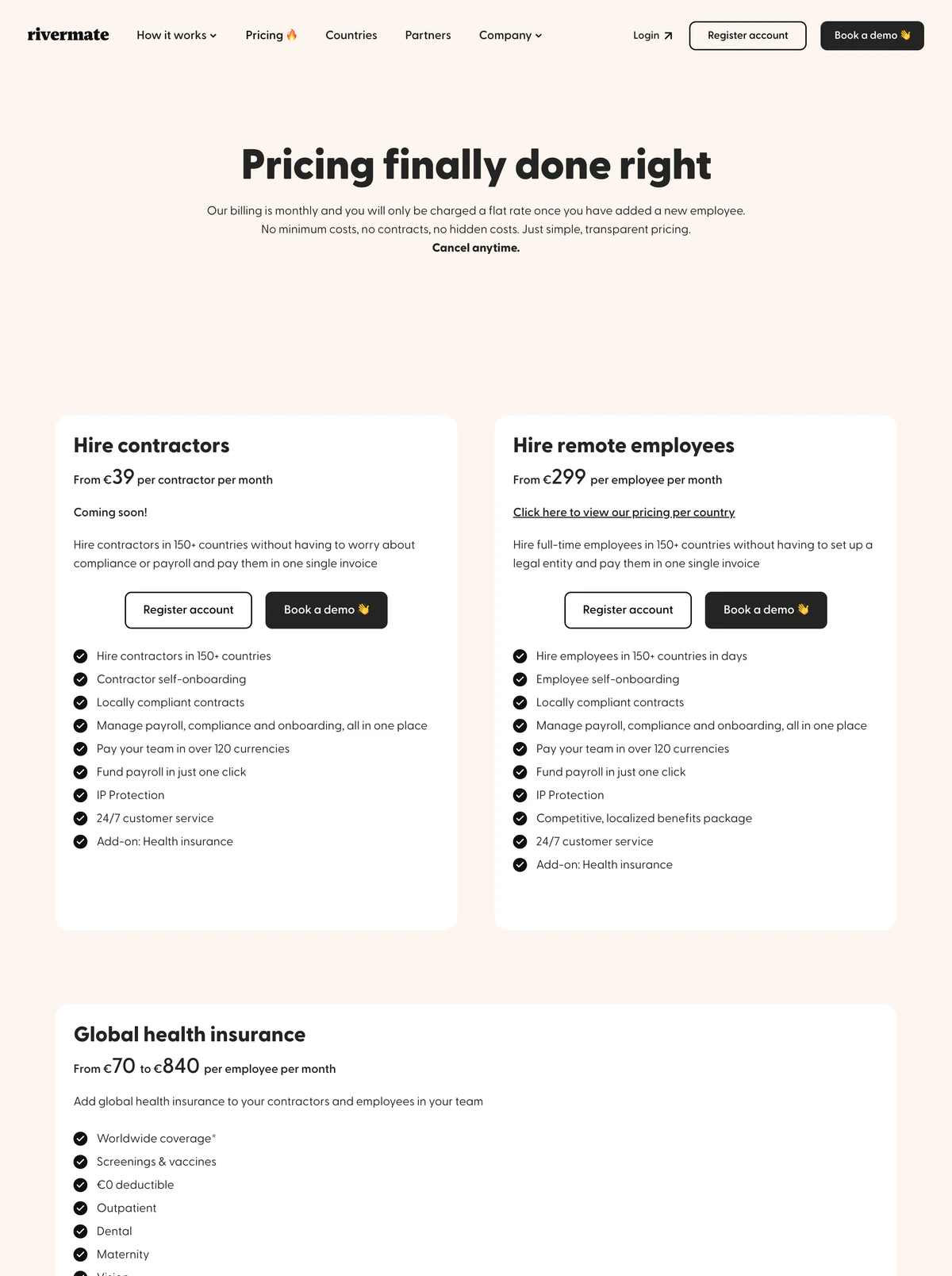 Pricing Page Example Rivermate